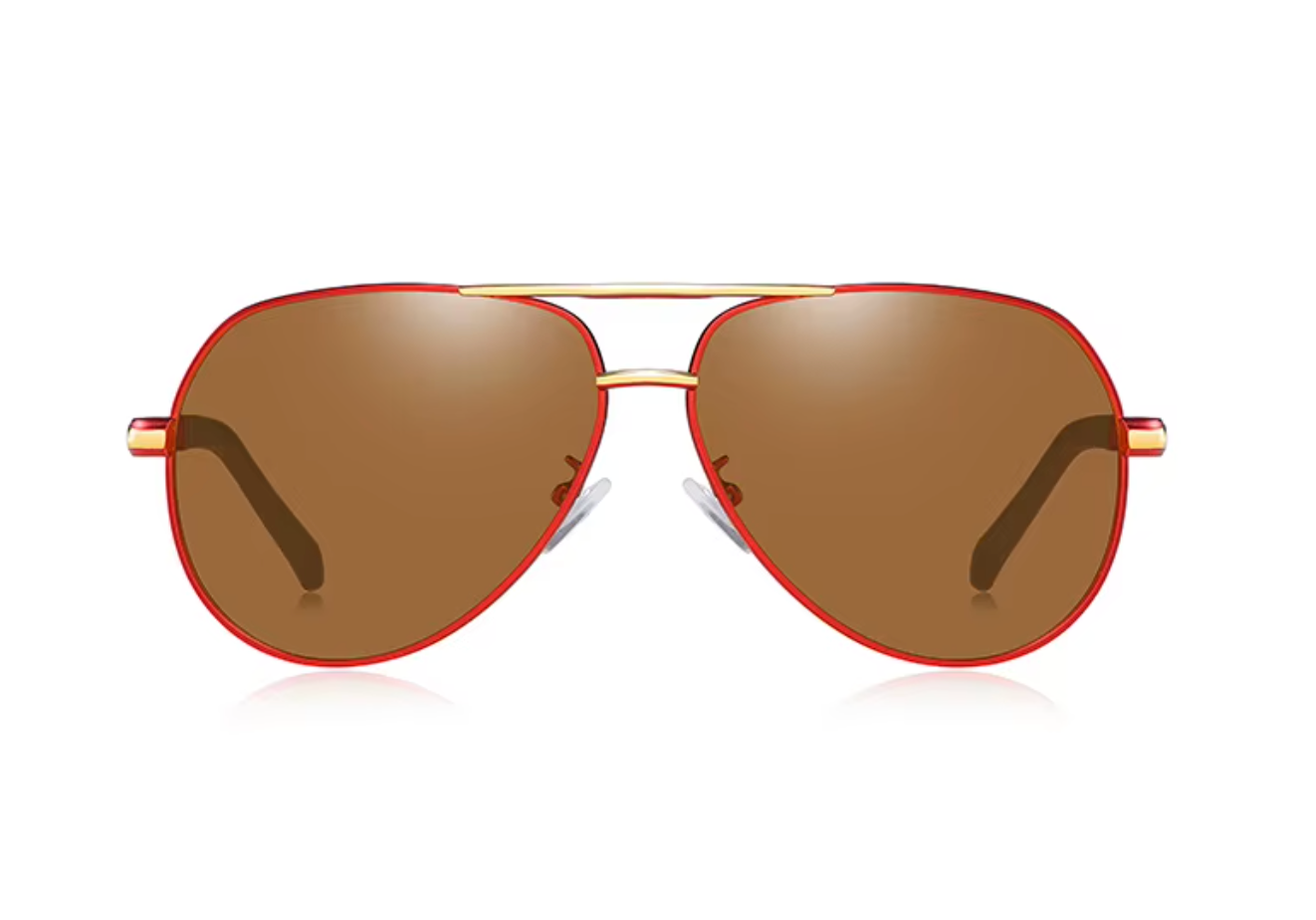 Aviator Polarized Fashion Men Light Frame Driver Sunglasses