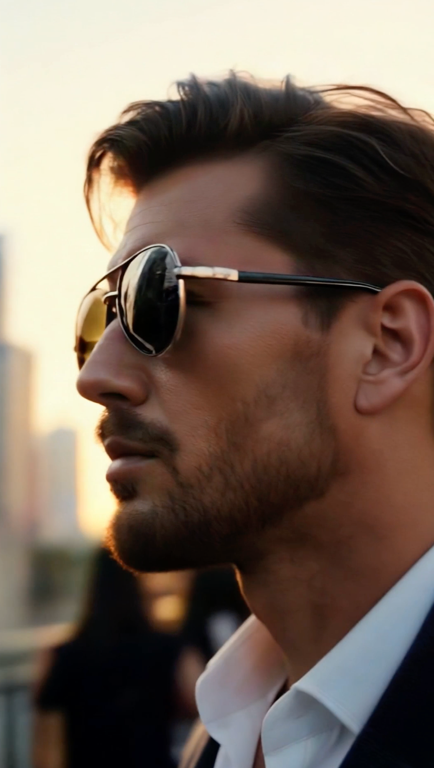 Aviator Polarized Fashion Men Light Frame Driver Sunglasses