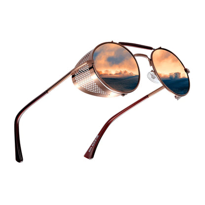 Steampunk Round UV400 Retro Men Sunglasses