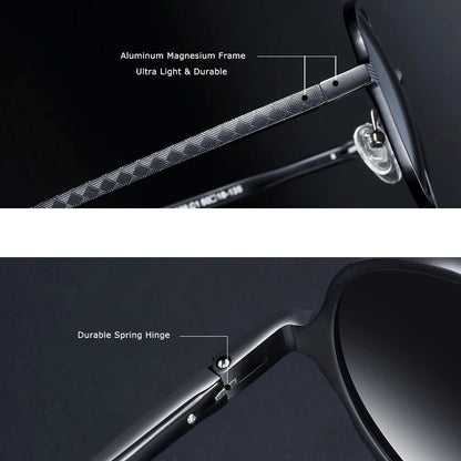 Round Steampunk Vintage Aluminum UV400 Polarized Sunglasses