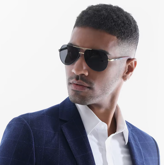 Aviator Polarized Fashion Men Light Frame Driver Sunglasses
