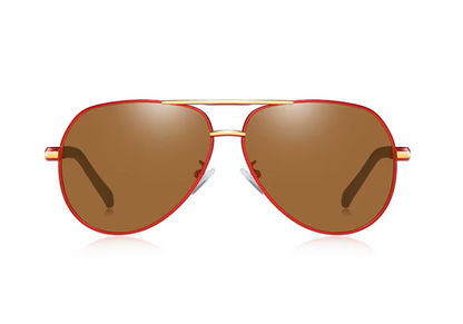 Aviator Polarized Fashion Men Light Frame Driver Sunglasses