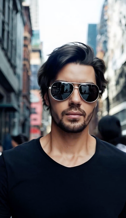 Aviator Polarized Fashion Men Light Frame Driver Sunglasses