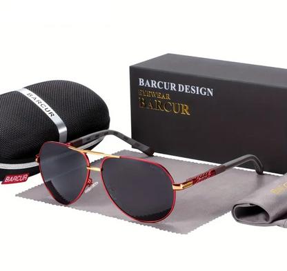 Aviator Polarized Fashion Men Light Frame Driver Sunglasses