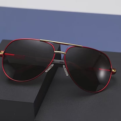 Aviator Polarized Fashion Men Light Frame Driver Sunglasses